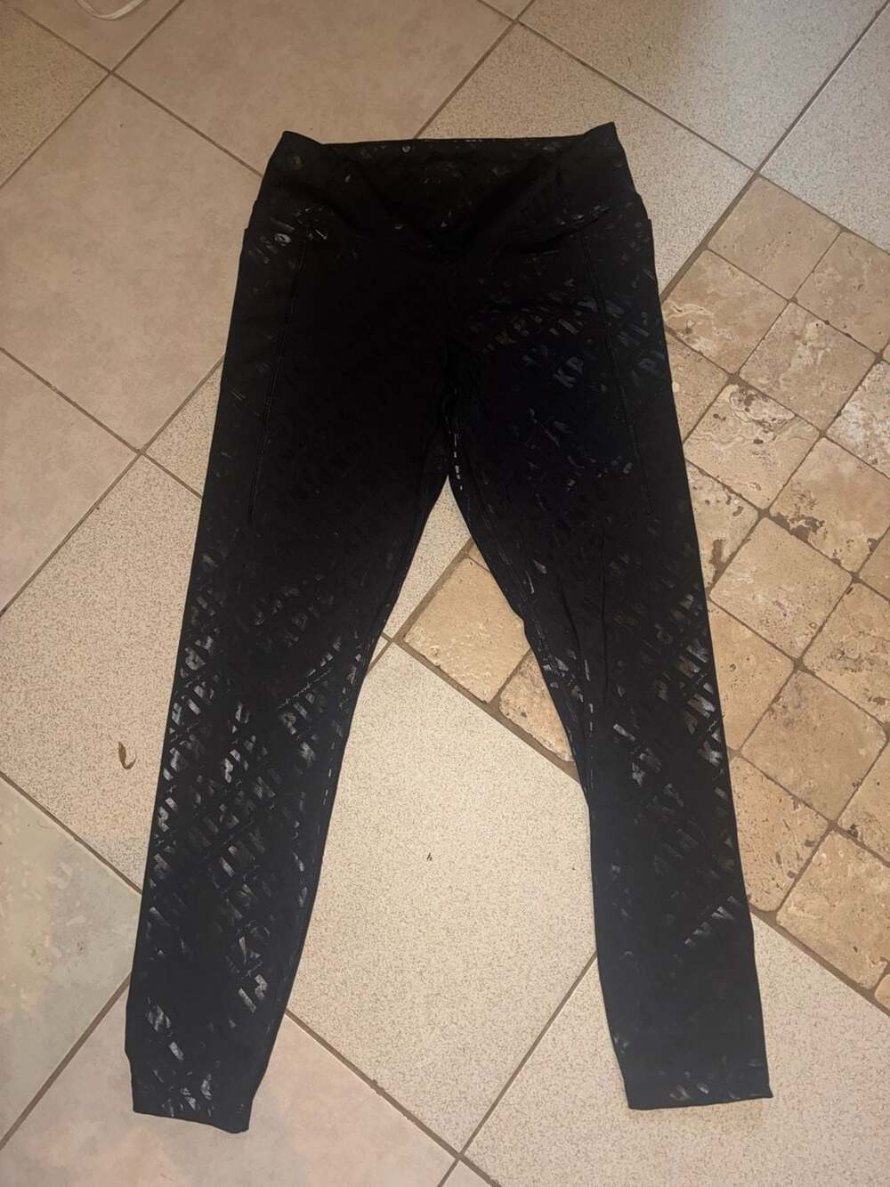 Victoria's Secret Pink Active Black Foil Logo High Waist Leggings